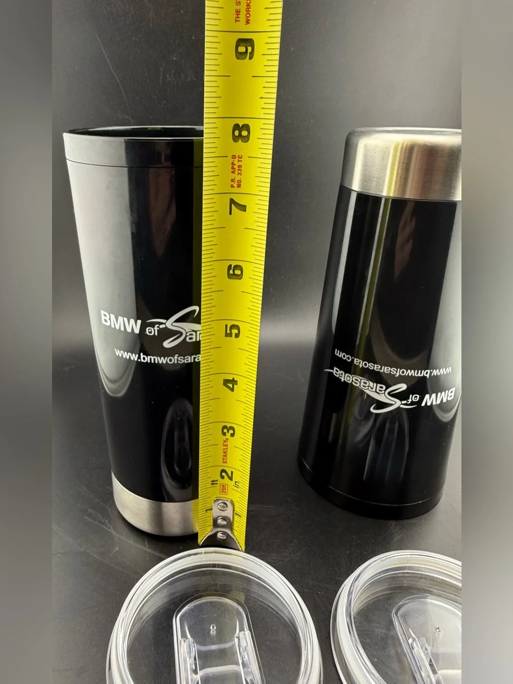 2 New BMW of Sarasota drink tumblers with sealed lids. 22oz